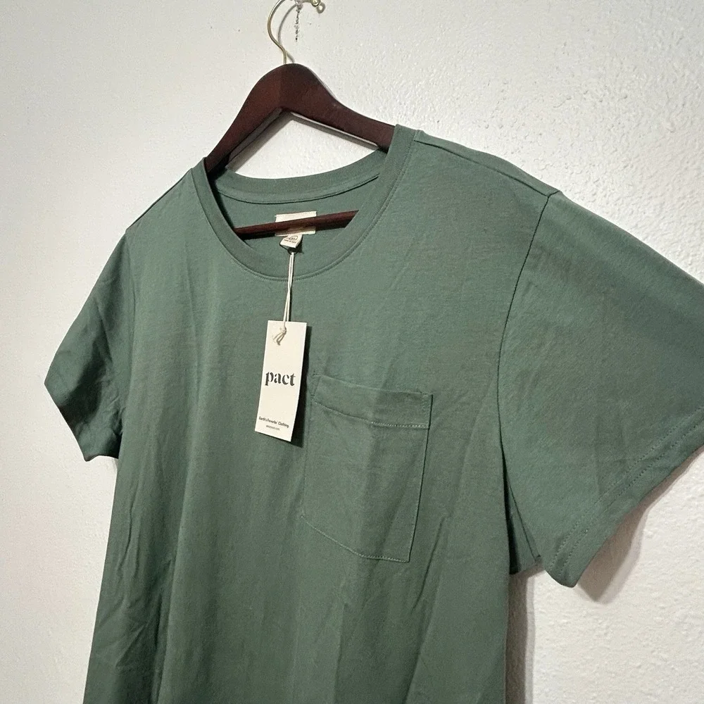 NWT Pact Dark Forest Green Softspun Short Sleeve Tee Dress Womens Size XL - Picture 4 of 11